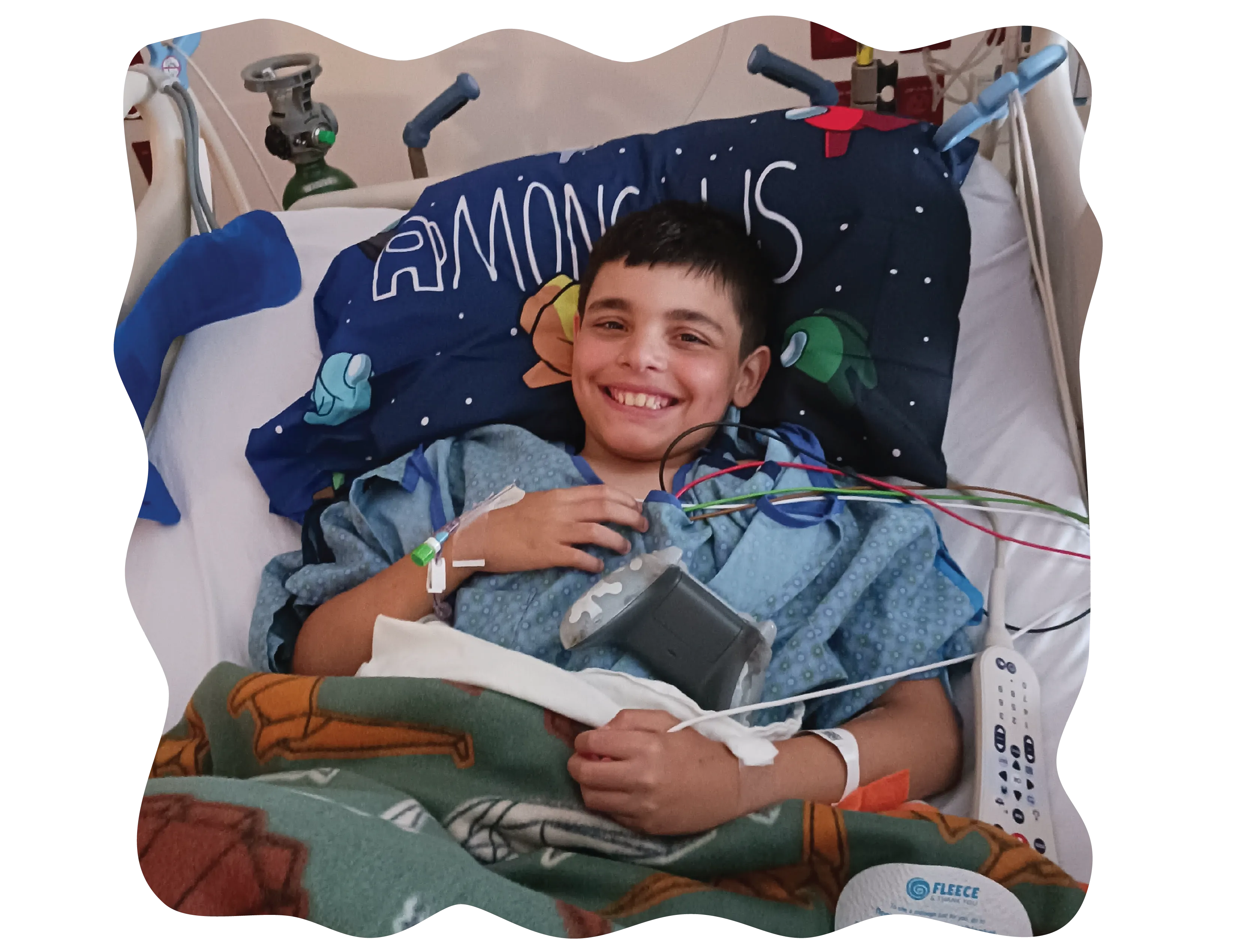 picture of a kid in a bed with custom sheets