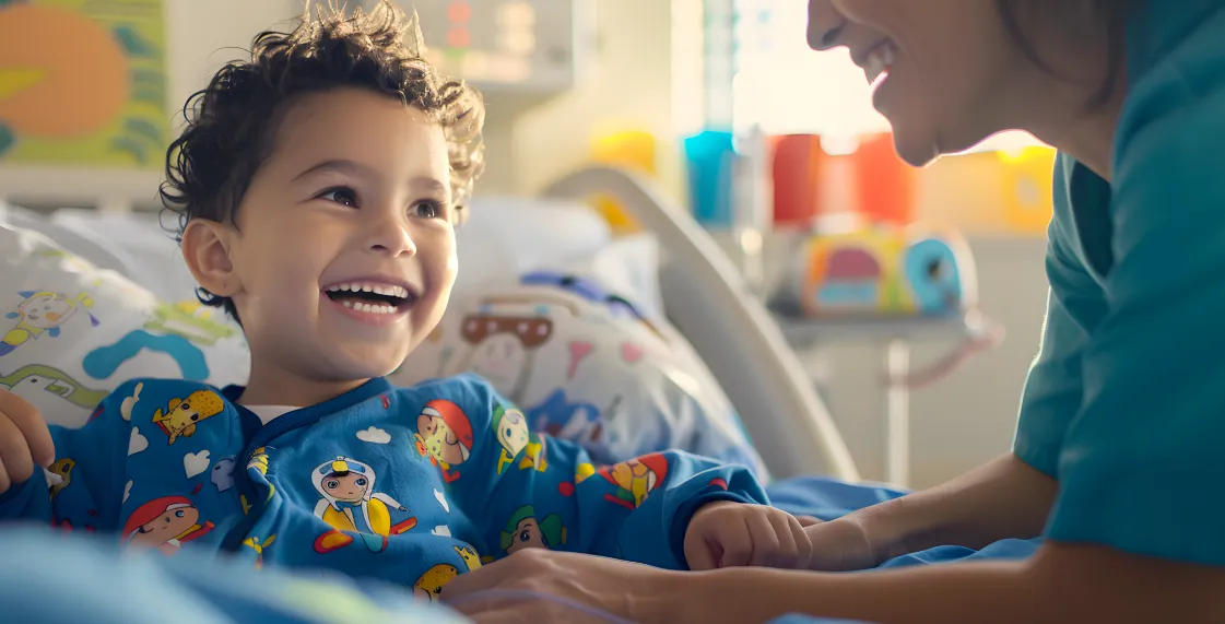smiling kid with a nurse