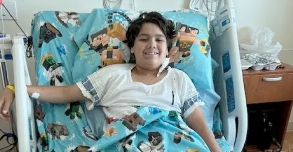 kid in a hospital bed